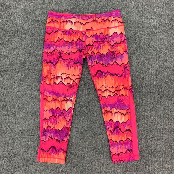 Zella Live In Crop Leggings Womens S Small Neon Multi Mesh Insert Performance - Picture 2 of 9